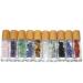10 Pack 10ml Clear Glass Roller Bottles with Gemstone Roller Balls and Bamboo Lid - Healing Crystal Chips Inside - Buy Online on SooperMarket.com