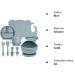 Cooshi Kids Baby Self Feeding Tableware Set - Suction Plate, Bowl, Sippy Cup, Bib, Placemat, Cutlery Set - 9 Piece Blue Set for Easy Weaning - Buy Online on SooperMarket.com