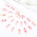 Colorful Matte Long Coffin Press on Nails - Pink Flower Design 24Pcs for Women and Girls - Buy Online on SooperMarket.com