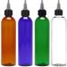 Twist Top Applicator Bottles, 8 OZ Multicolored Squeeze Empty Plastic Bottles, Black Nozzle, BPA-Free, PET, Refillable, Open/Close Nozzle - Multi Purpose (4 Pieces)