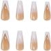 French Tips Rhinestone Gradient Press-on Nails by RUNRAYAY - Full Cover Coffin Shape Fake Nails for Women - Acrylic Stick-on Nail Set for Spring/Summer - Buy Online on SooperMarket.com