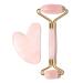 CHADO Roller & Gua Sha Set - Genuine Rose Quartz Facial Tools for Radiant Skin Drain & Sculpt