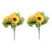 Zerodeko 2pcs 4 Artificial Sunflower Bouquet Simulation Flower Premium Material Yellow Sunflowers Decor Silk Sunflowers Artificial Flower Bouquet Fake Sunflower Props