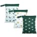 Muslong 3 pieces of diaper bag wetbag reusable cloth diapers nast pockets for on the go diaper bag Wetbag diaper bags for babies diapers dirty clothes and other accessories (green & sun)