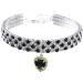 Rayminsino pet collar with rhinestones elastic adjustable with gemstones peach heart for kittens and dogs S black
