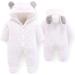 Newborn Baby Cartoon Bear Snowsuit Winter Coat | Fleece Hooded Romper Jumpsuit 0-3 Months White - Buy Online on SooperMarket.com