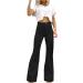 Vintage Y2K High Waist Corduroy Flared Pants for Women - Black | Streetwear Wide Leg Trousers with Pockets - Buy Online on SooperMarket.com