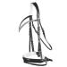 HORZE Grayson Classic Leather Ergonomic Snaffle Dressage Bridle with Detachable Flash Black/White Horse