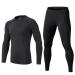 Echinodon children sport underwear football young functional underwear set compression shirt + compression pants compression underwear for training skiing cycling black 134-140
