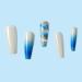 Gradient Blue White Gold Foil Fake Nails - 24Pcs Square Full Cover Long Press-on Nails for Women - Acrylic Glossy False Nails with Designs and Glue-On Technology - Buy Online on SooperMarket.com
