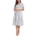 Love2Mi Women's Short-Sleeve Maternity Dress XL - Casual A-Line Midi Pregnant Dress in White Black Stripe - Buy Online on SooperMarket.com