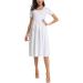 Love2Mi Short-Sleeve Maternity Dress XL - White Grey Stripe | Casual A-Line Midi Pregnant Dress - Buy Online on SooperMarket.com