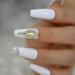 White 3D Shiny Holo Gems French Coffin Ballet False Nail Set | Coolnail Press-On Nails - 24pcs/set - Buy Online on SooperMarket.com