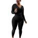 PINSV Women's Two Piece Workout Set - Bodycon Tracksuit with Zip Up Hoodie and Jogger Sweat Pants in Black - Size X-Large - Buy Online on SooperMarket.com