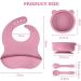 Vicloon Baby Weaning Set 4 Pcs | Silicone Feeding Set with Suction Plate, Bowl, Bib, Spoon & Fork | BPA Free | Toddlers & Kids Bowl Set | Pink Bear Sucker Bowl - Gift for Kids - Buy Online on SooperMarket.com