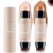 Erinde 2PCS Contour Foundation Stick with Brush Highlighter Bronzer Pen Face Brightens Shades Pencil Highlighting Shade Highlight Shaping Stick Waterproof Longwear Makeup (#01+#04). #04+#01