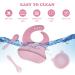 Vicloon Baby Weaning Set 4 Pcs | Silicone Feeding Set with Suction Plate, Bowl, Bib, Spoon & Fork | BPA Free | Toddlers & Kids Bowl Set | Pink Bear Sucker Bowl - Gift for Kids - Buy Online on SooperMarket.com