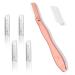 Dermaplane Razor Kit - Reusable Handle + 5 Refill Blades - Dermaplaning Tool Facial Hair Removal Eyebrow Shaping and Skin Exfoliating for Women (Rose Gold)