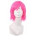 MapofBeauty 12 inch/30 cm Side Bangs Short Straight Fiber Cosplay Wig (Neon Pink)