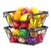 Fruit Basket Bowl 2 Tier Metal Fruit Basket Display Stand Vegetables Fruits Bread Counter Storage Organizer Kitchen Bathroom Decoration Fruit Bowls