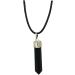 Raw Black Tourmaline Pendant Crystal Pencil Pendant Gemstone Pendant with Wax Cord Rope Chain for Necklace Crystal Stone Used Boost Confidence Perfect Meditation kit