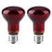 POFET 2pcs Reptile Heating Bulbs Durable Infrared Heat Lamp Warming Light Bulb Red Pet Light for Reptile and Amphibian Lizard Tortoise Spider Snake Chameleon 220-240V(100W)