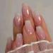 French Tip Nails Long Press on Nails Coffin Fake Nails Pink Nails Glossy Nails for Women 24 PCS/Set Long Coffin Pink