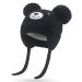 Cute Bear Kids Winter Hat with Ear Flaps 1-5 Years Dual Pom-Pom Chenille Knitted Warm Hat for Baby Girls Boys Fleece Lined Warm Earflap Cap with Strap Toddler Cold Weather Furry Warm Beanie Hat Black One Size Black
