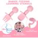 Vicloon Baby Fork and Spoon Set - Silicone Self Feeding Utensil for Infant, Easy Grip Toddler Cutlery Kit - Baby Weaning Spoon for Children - First Led Training - Light Blue-Pink (4pcs) - Buy Online on SooperMarket.com