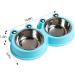 Premium Stainless Steel Double Pet Bowls | No-Slip Cute Modeling | Sky Blue | For Dogs, Cats, Rabbits, and Other Pets - Buy Online on SooperMarket.com