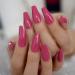 Coolnail Glossy 24pcs Dark Rose Pink Coffin False Nail Tips Acrylic Salon Full Cover Artificial Press On UV Fake Nails With Glue Sticker L5578