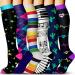 QUXIANG Compression Socks for Women & Men 15-20 mmHg, Best for Medical, Nursing, Running, Athletic, Varicose Veins, Travel 015 Black/Blue/Red/Green/White/Pink Large-X-Large