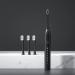 VALSEEL Sonic Electric Toothbrush for Adults  with 4 Brush Heads  6 Cleaning Modes  Smart Timer  IPX7 Waterproof Gentle and Effective Clean Teeth  Rechargeable Travel Toothbrushes Black(4 Heads)