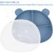 Happy T Baby Silicone Suction Plate with Lid | Toddler Self Feeding Plate | 3 Compartment Divided Dishes | Microwave & Dishwasher Safe | Non-Slip | Unbreakable | Blue - Buy Online on SooperMarket.com