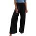 viyabling Pants for Women Beach Summer Wide Leg Linen Palazzo Pants Solid Floral Print Elastic Waisted Loose Fit Trousers Large A1-black