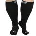 Plus size compression socks wide calf men women knee high 20-30 mmhg breathable circulation xl 2xl 3xl 4xl 5xl Black 5X-Large
