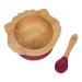 beaubaby Wombat Bamboo Suction Bowl Baby Feeding Bowl and Spoon Set Bamboo Bowl with Stay Put Silicone Suction Ring (Cherry)