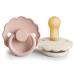 FRIGG Daisy Natural Rubber Baby Pacifier | Made in Denmark | BPA-Free (Blush/Cream 6-18 Months) 2-Pack