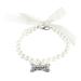 RayMinsino Dog Cat Necklace with Pearl Bone Pendant Adjustable Collar M white
