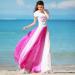Sanahy Women's Gradient Chiffon Maxi Skirt - Hot Pink | Full/Ankle Length, Elastic Pleated Retro Style - Buy Online on SooperMarket.com