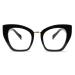 FEISEDY Oversized Blue Light Blocking Glasses Retro Cateye Computer Glasses for Women B4107 Black 65 Centimeters