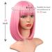 AISI BEAUTY 12 Inch Pink Bob Wig with Bangs - Short Straight Synthetic Cosplay Party Wig for Women - Buy Online on SooperMarket.com