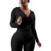 PINSV Women's Two Piece Workout Set - Bodycon Tracksuit with Zip Up Hoodie and Jogger Sweat Pants in Black - Size X-Large - Buy Online on SooperMarket.com