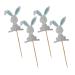 4 Pcs Bunny Cupcake Toppers Rabbit Cake Toppers Birthday Party Easter Cake Decoration (Silver) LM