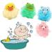 LHKJ 4 Pieces Shower Sponge Exfoliating Sponge Shower Sponge with Soft Toy and Net Bath Sponge for Children Adults Bath Ball Animal Washing Sponge (Colourful) - Buy Online on SooperMarket.com