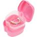 Denture Case Orthodontic Dental Retainer Box False Teeth Storage Container Dentures Container with Filter for Home & Travel Pink