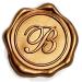 Adhesive Wax Seal Stickers 25Pk Pre-Made from Real Sealing Wax-Gold Initials (Initial B)