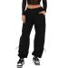 Women's Low Waist Cargo Pants Casual Solid Color Harajuku Vintage Y2K Low Rise Baggy Jogger Relaxed Cinch Pants Parachute Pants Drawstring-black Medium