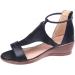 Women's Casual Buckle Strap Roman Wedge Sandals | Open Toe Platform Beach Shoes - Black, Size 8.5 - Buy Online on SooperMarket.com