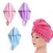 Anller 3-pack microfiber hair crop hair drying cloth with button hat for dry hair bath cap shower headscarf for long and thick hair